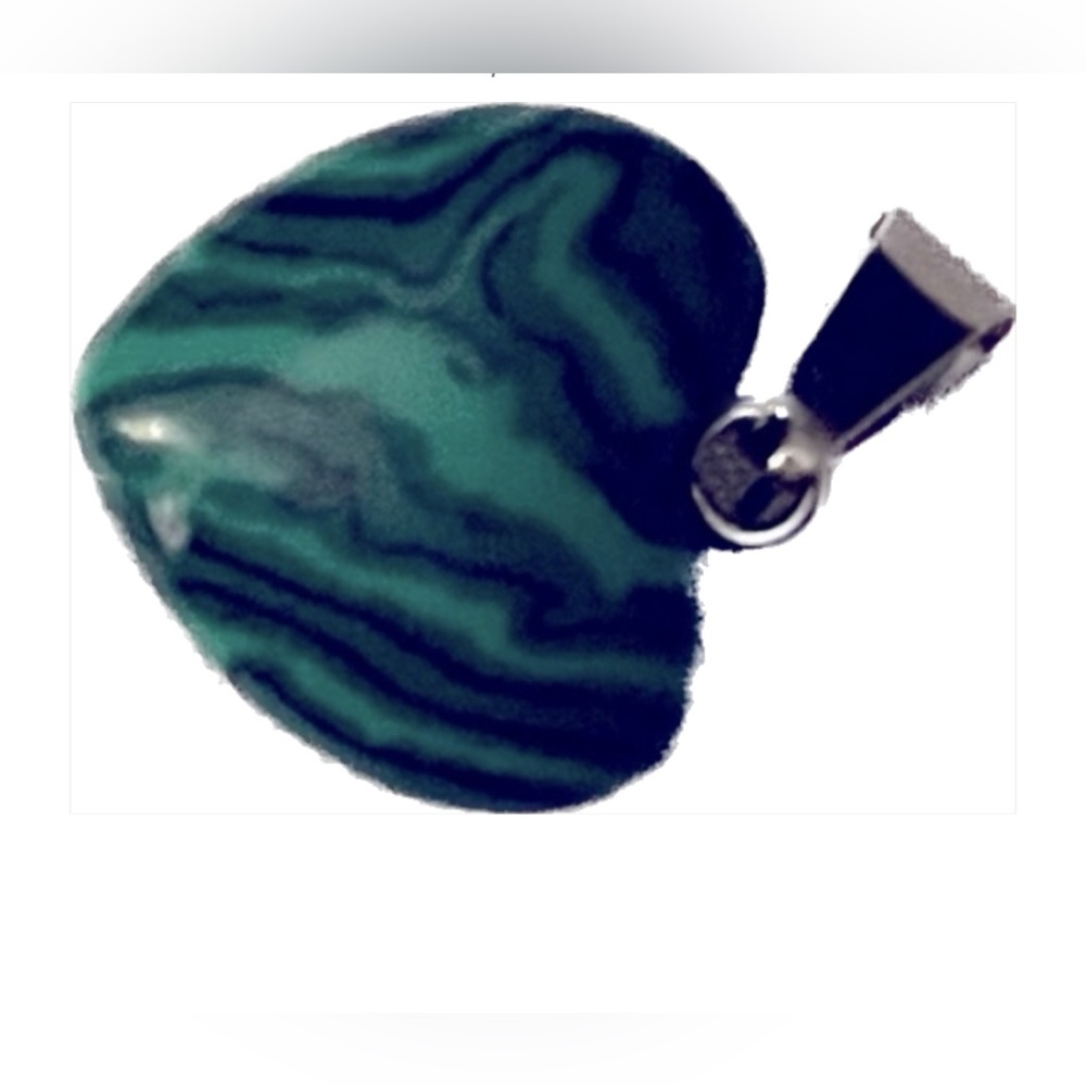 Malachite Heart pendant 925  hook sliver
